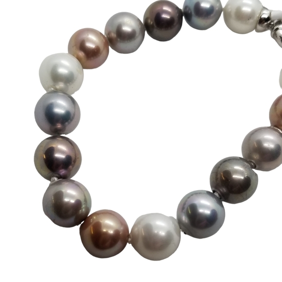 JOIA DE MAJORICA NWT 10MM ROUND MULTICOLOR FAUX PEARL BRACELET - Picture 4 of 5